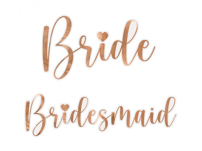 Glass stickers \'\'Bride & Bridesmaid\'\' rose gold (Set 6 bucati)