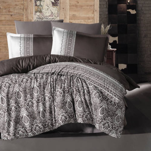 Lenjerie de pat matrimonial, 4 piese, Bumbac 100% Satin Deluxe NOBEL V2 [1]
