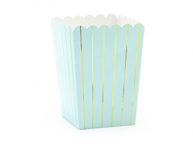 Boxes for popcorn Stripes light blue 7x7x12.5cm (Set 6 bucati)
