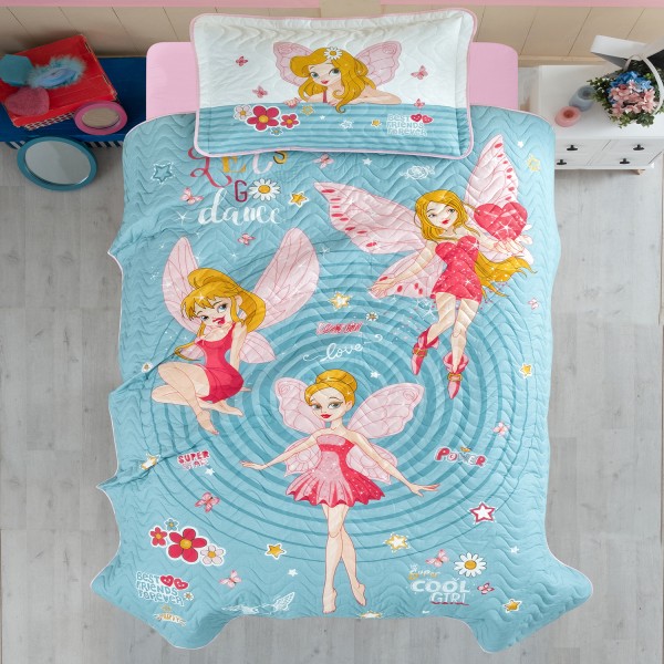 Set cuvertura de pat single, 2 piese, Bumbac 100%, 180x240cm, Clasy, POWER GIRL [1]