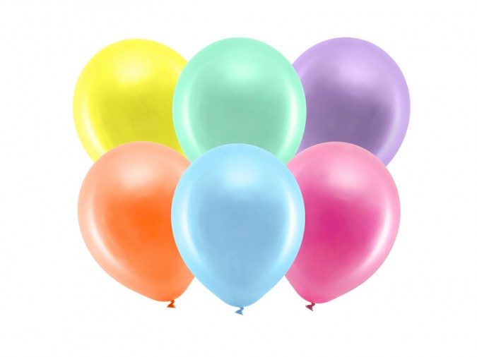 Rainbow Balloons 23cm metallic mix (1 pkt / 10 pc.)