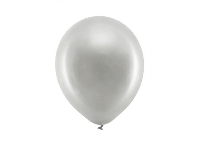 Rainbow Balloons 23cm metallic silver (Set 10 bucati)