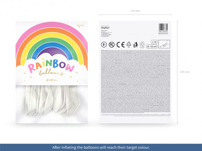 Rainbow Balloons 23cm pastel white (1 pkt / 10 pc.)