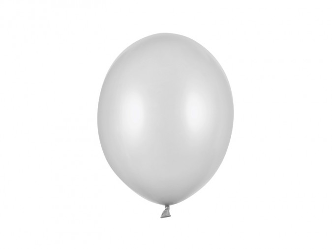 Strong Balloons 27cm Metallic Silver Snow (Set 50 bucati)