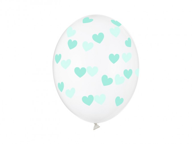 Balloons 30cm Hearts Crystal Clear (1 pkt / 6 pc.)