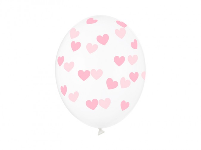 Balloons 30cm Hearts Crystal Clear (1 pkt / 6 pc.)