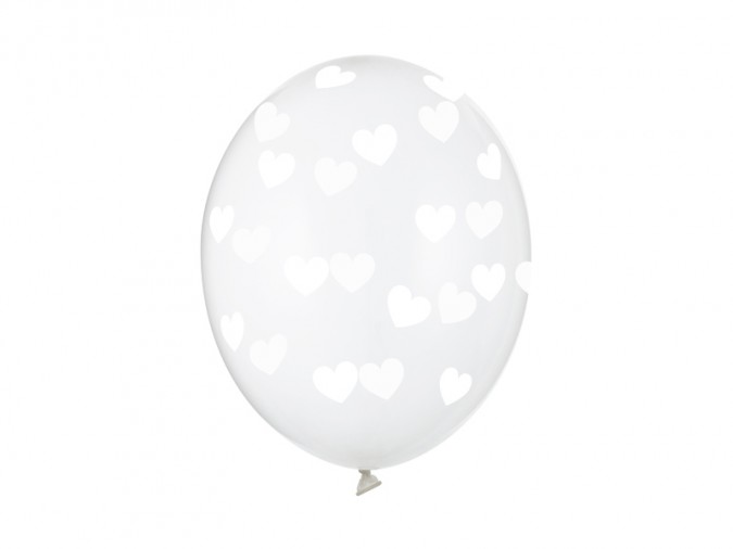 Balloons 30cm Hearts Crystal Clear (1 pkt / 6 pc.)