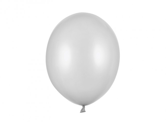 Strong Balloons 30cm Metallic Silver Snow (Set 10 bucati)