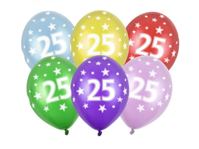 Balloons 30cm 25th Birthday Metallic Mix (Set 50 bucati)
