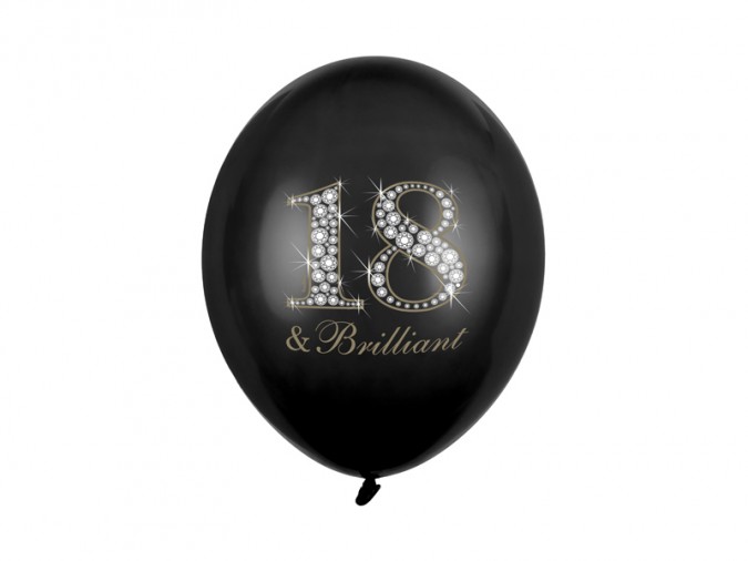 Balloons 30cm 18 & Brilliant Pastel Black (Set 6 bucati)