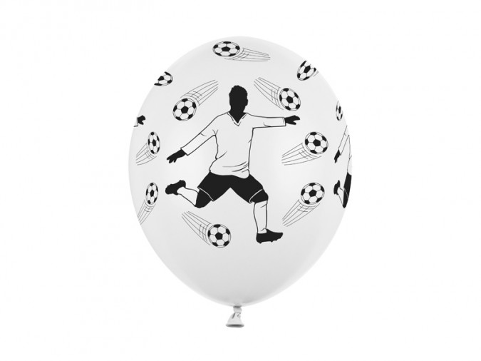 Balloons 30cm Footballer and balls Pastel Pure White (Set 50 bucati)