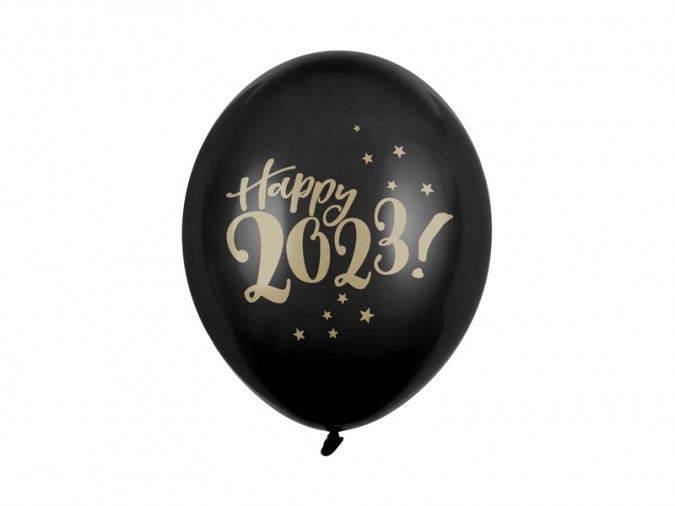 Balloons 30cm Happy 2023! Pastel Black (1 pkt / 50 pc.)