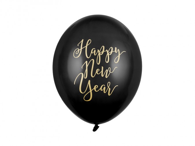 Balloons 30cm Happy New Year Pastel Black (1 pkt / 50 pc.)