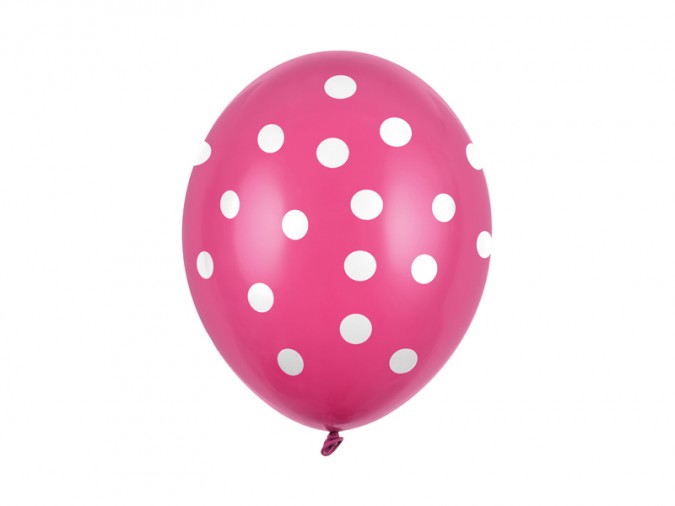 Balloons 30cm Dots Pastel Hot Pink (Set 6 bucati)