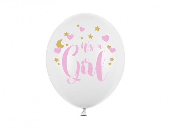 Balloons 30cm It\'s a Girl Pastel Pure White (1 pkt / 50 pc.)