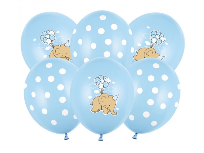 Balloons 30cm Elephant Pastel Baby Blue Mix (Set 6 bucati)
