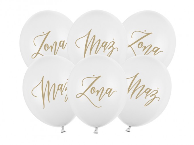 Balloons 30cm Żona Mąż Pastel Pure White (Set 6 bucati)