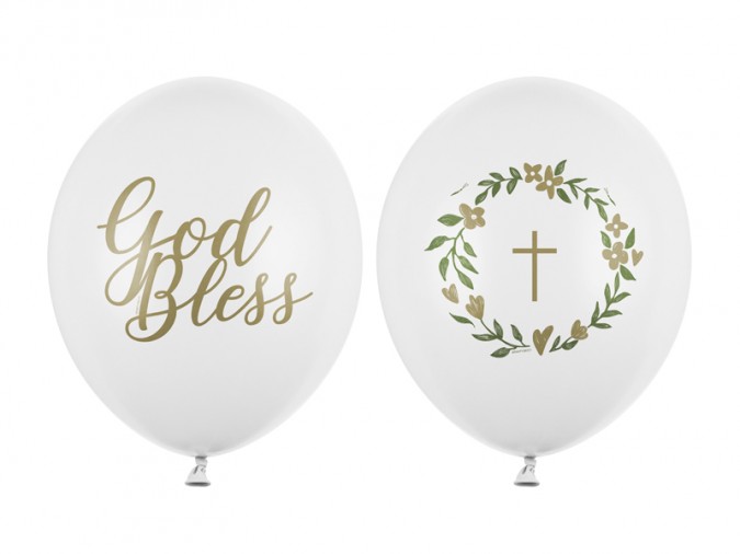 Balloons 30 cm God Bless Pastel Pure White (1 pkt / 50 pc.)