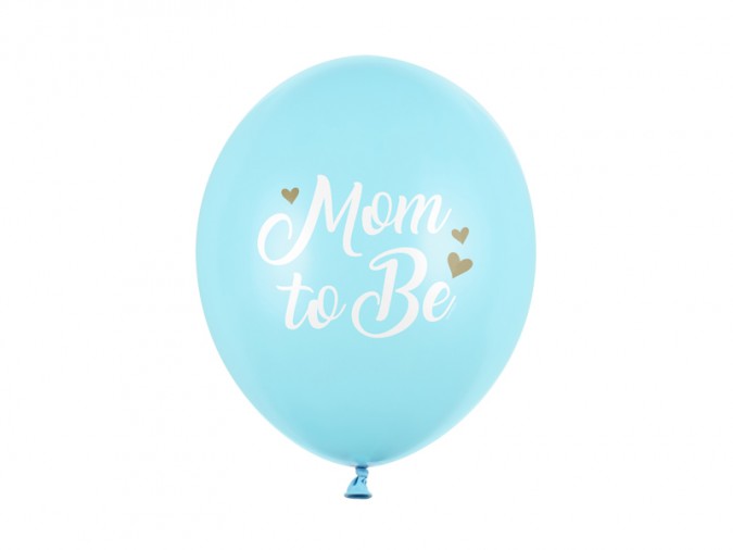 Balloons 30 cm Mom to Be Pastel Light Blue (Set 6 bucati)