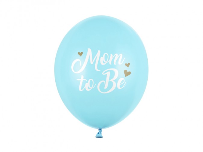 Balloons 30 cm Mom to Be Pastel Light Blue (Set 50 bucati)