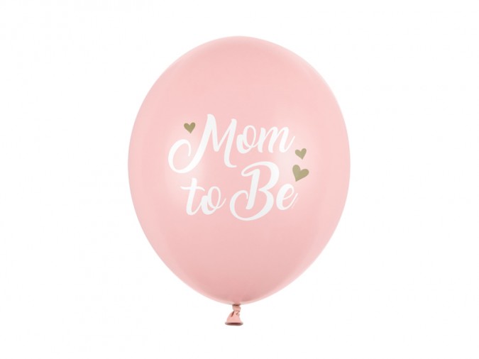 Balloons 30 cm Mom to Be Pastel Pale Pink (1 pkt / 6 pc.)