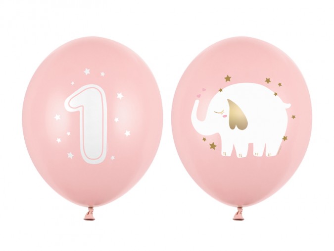 Balloons 30 cm One year Baby pink (Set 50 bucati)