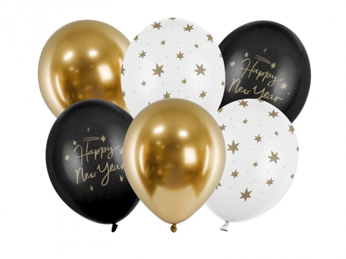 Balloons 30 cm Happy New Year mix (Set 6 bucati)