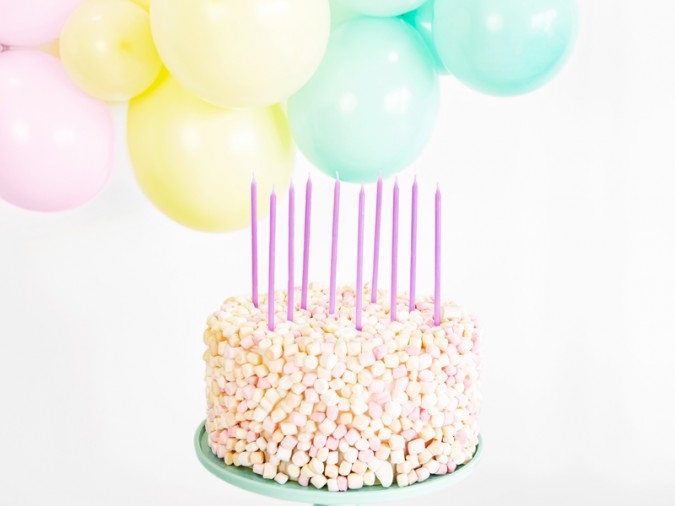 Plain birthday candles light lilac 14cm (1 pkt / 12 pc.)