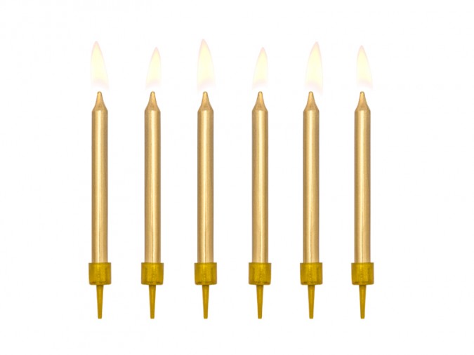 Birthday candles plain gold 6cm (Set 6 bucati)