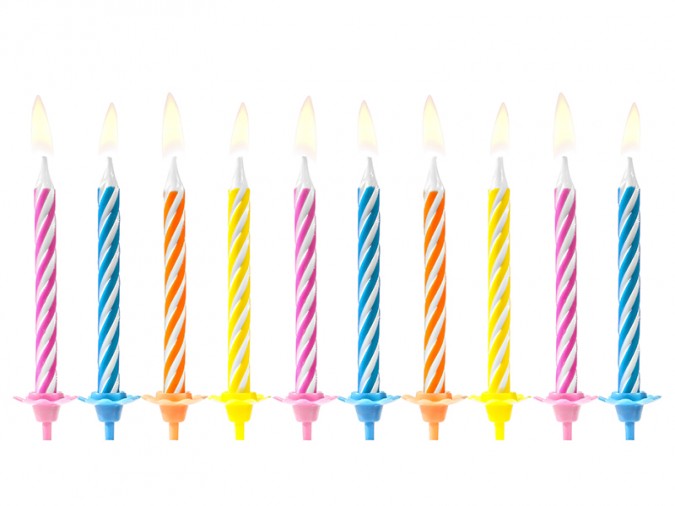 Birthday candles mix 6cm (1 pkt / 10 pc.)