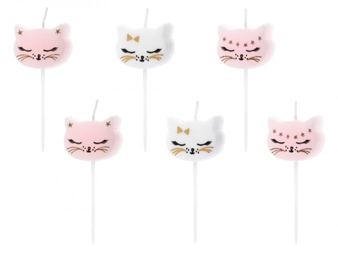 Birthday candles Cat mix 2cm (1 pkt / 6 pc.)