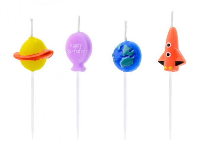 Birthday candles Space mix 2-3cm (Set 4 bucati)