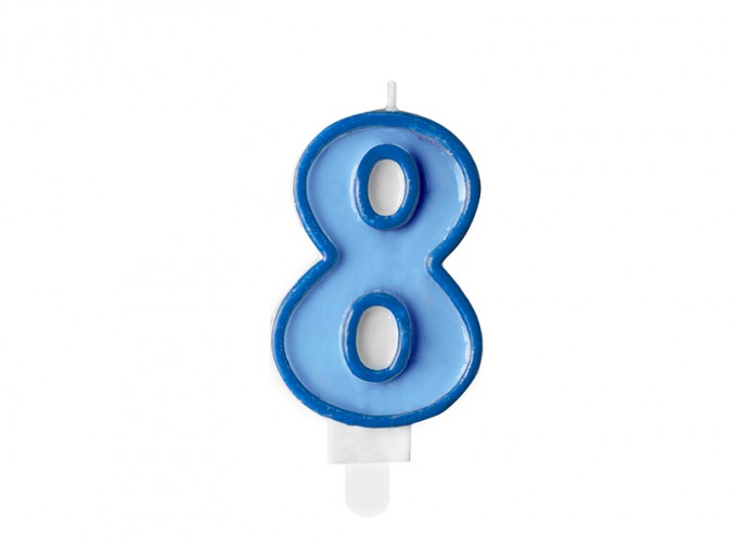 Birthday candle Number 8 blue 7cm
