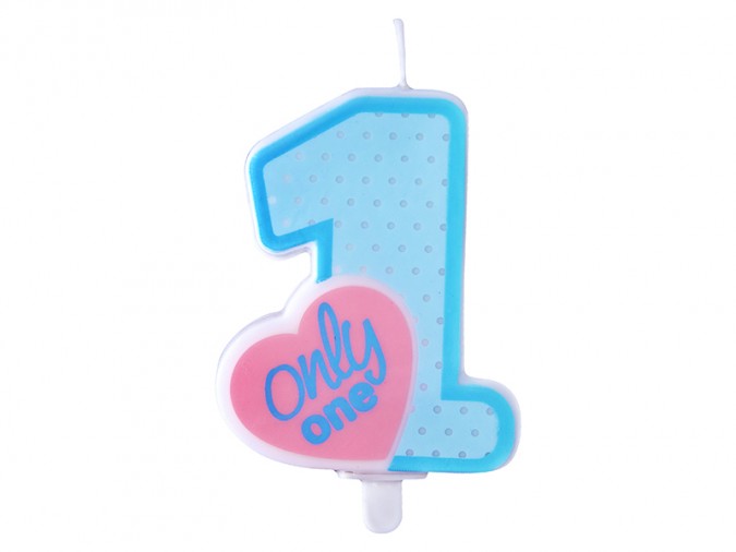 Birthday candle Only One sky-blue 8cm