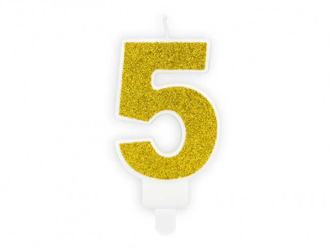 Birthday candle Number 5 gold 7cm