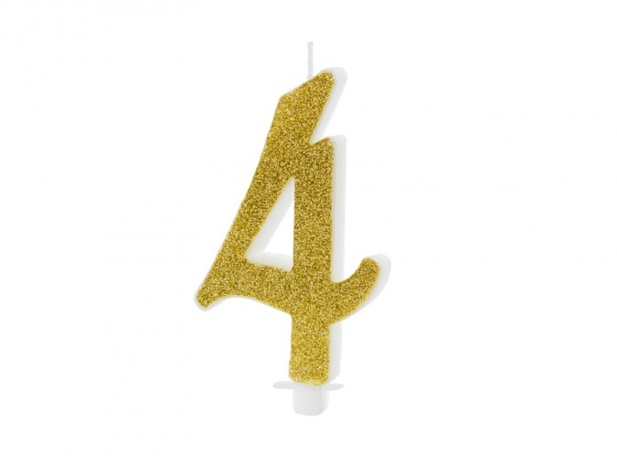 Birthday candle Number 4 gold 10cm