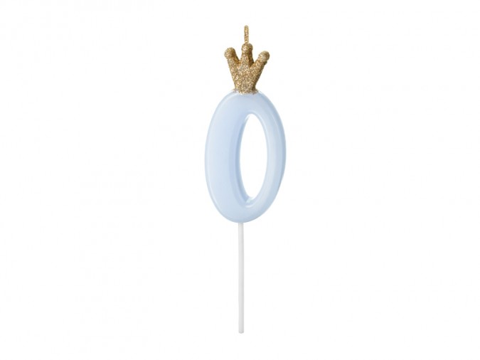 Birthday candle Number 0 light blue 9.5cm