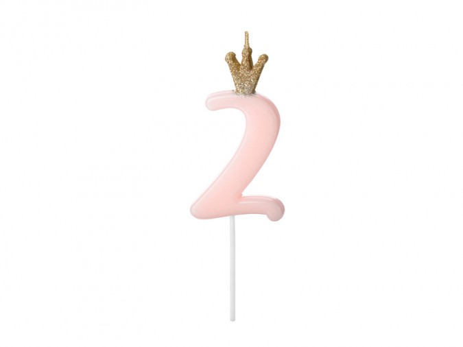 Birthday candle Number 2 light pink 9.5cm