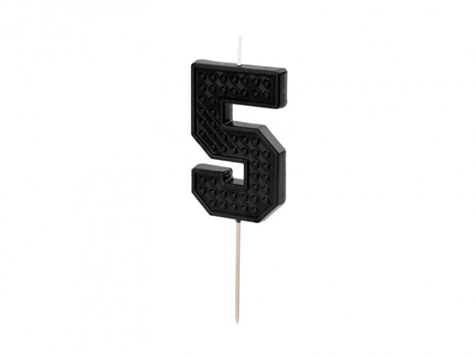 Birthday candle Number 5 6 cm black