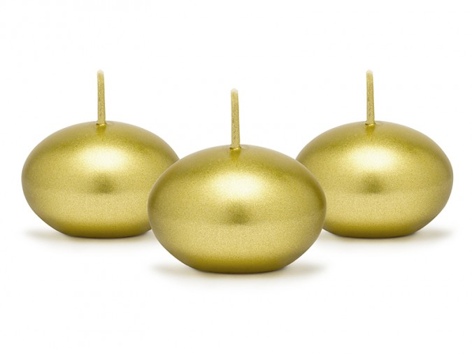 Floating candle disc metallic gold 4cm (1 pkt / 50 pc.)