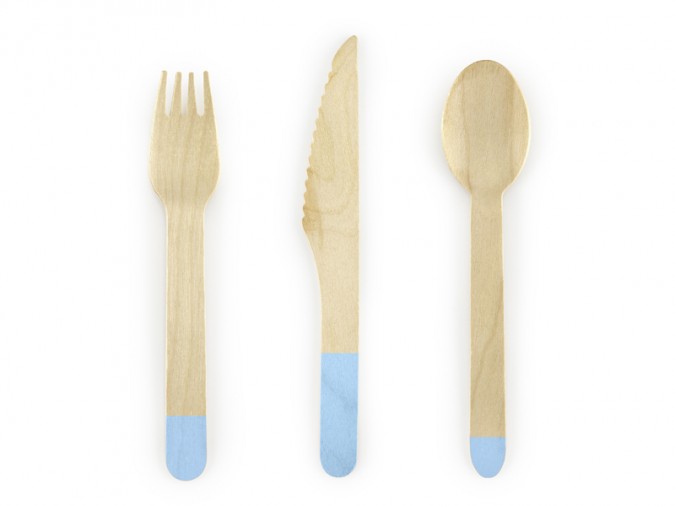 Wooden Cutlery light blue 16cm (Set 18 bucati)