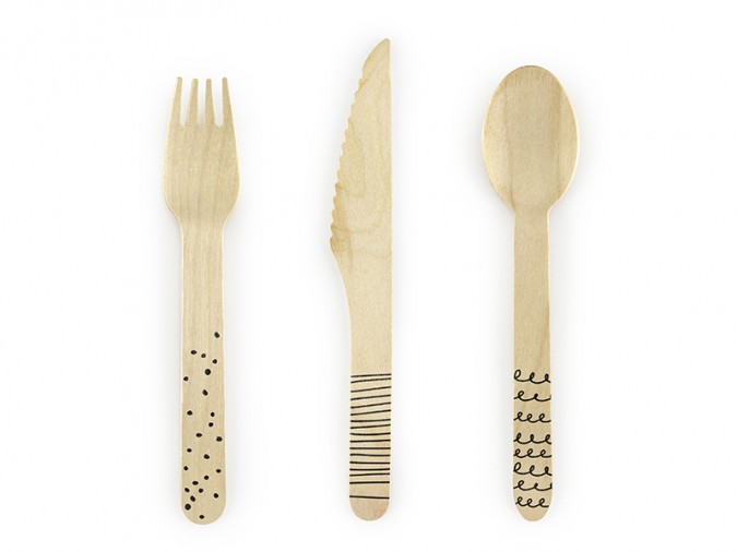 Wooden Cutlery black 16cm (Set 18 bucati)