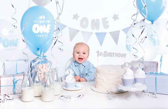 Party decorations set - 1st Birthday silver