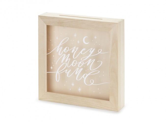 Wooden moneybox - Honeymoon fund mix 6x30x30 cm