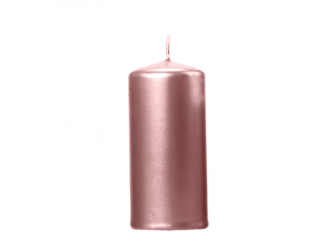 Pillar Candle metallic rose gold 12x6cm (Set 6 bucati)