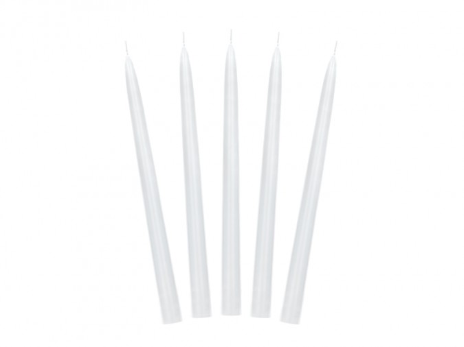 Taper candle matt white 24cm (Set 10 bucati)