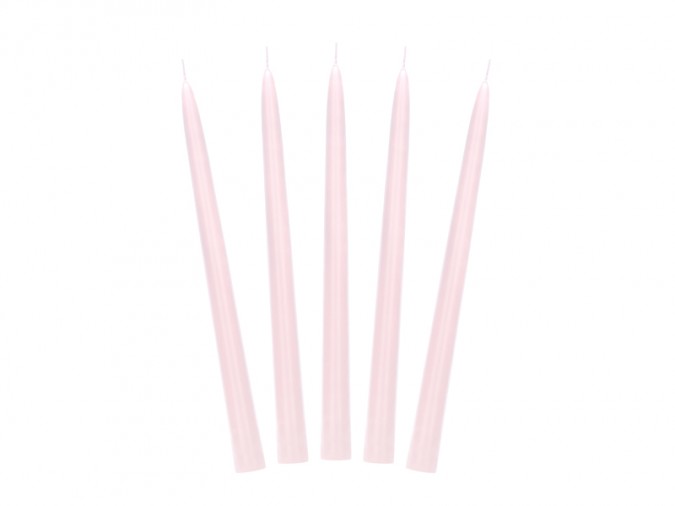 Taper candles matt light pink 24cm (Set 10 bucati)
