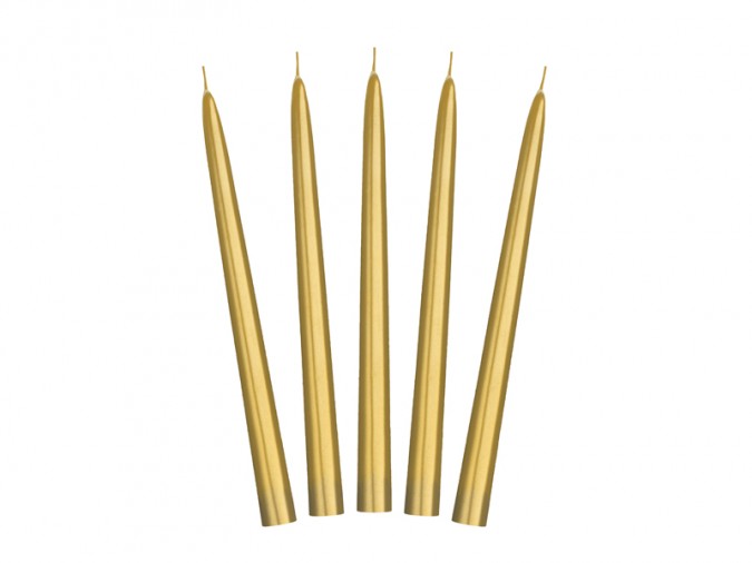 Taper candles metallic gold 24cm (Set 10 bucati)