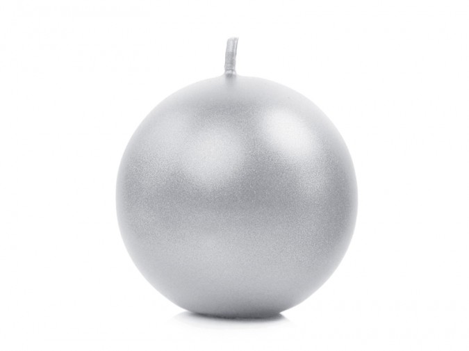 Candle Sphere metallic silver 6cm (Set 10 bucati)