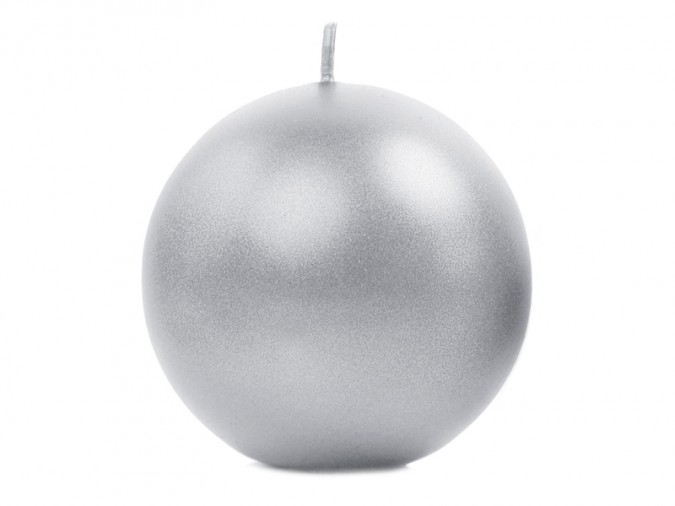 Candle Sphere metallic silver 8cm (Set 6 bucati)